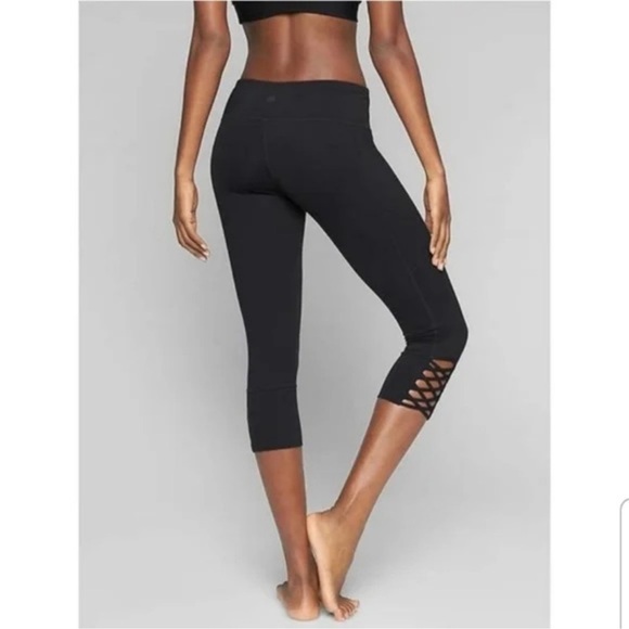 Athleta | Black Capris Cutout Leggings | size S - Picture 1 of 7